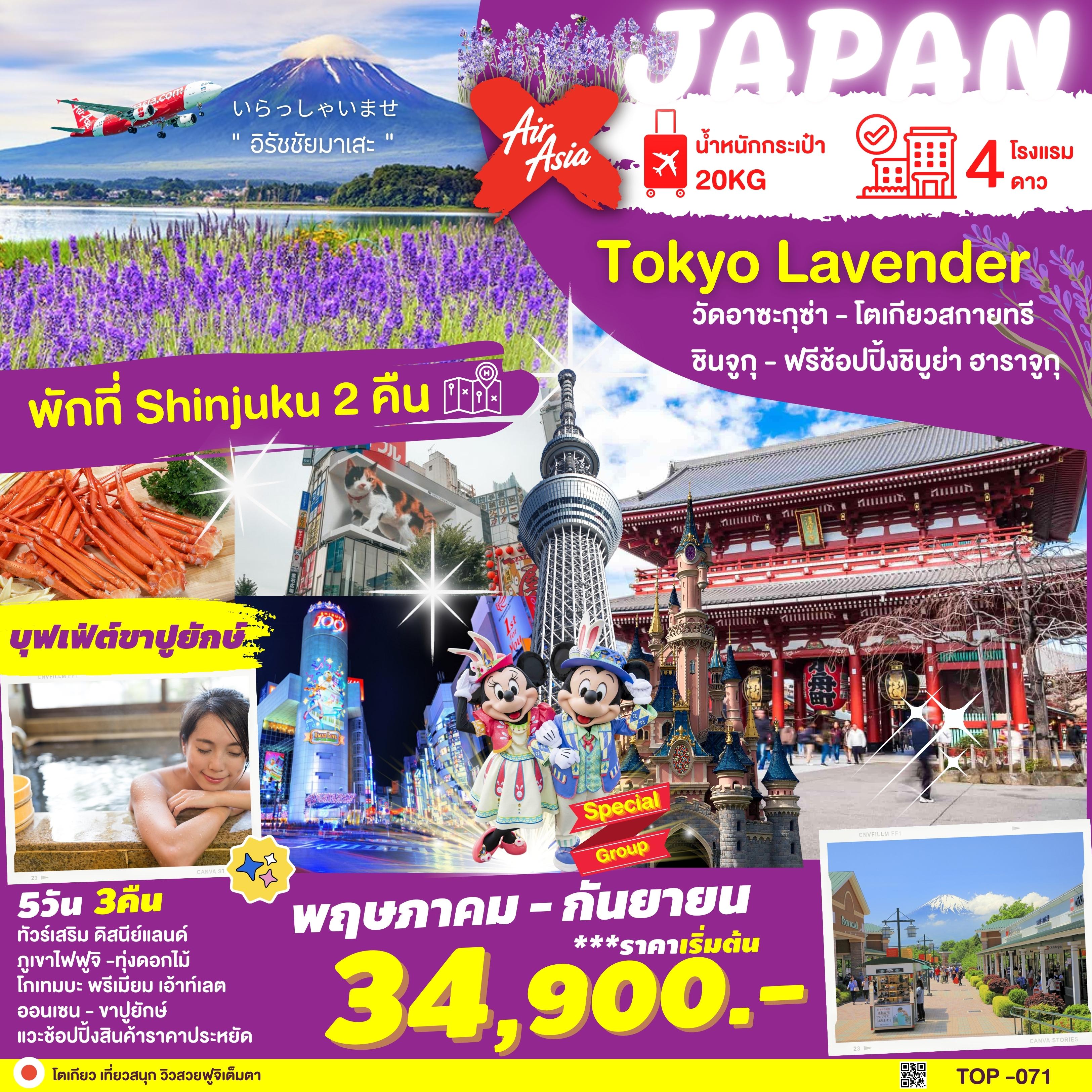 ทัวร์ญี่ปุ่น TOKYO FUJI 5D3N  (XJ) พ.ค.-ต.ค.66
